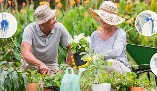 senior couple gardening